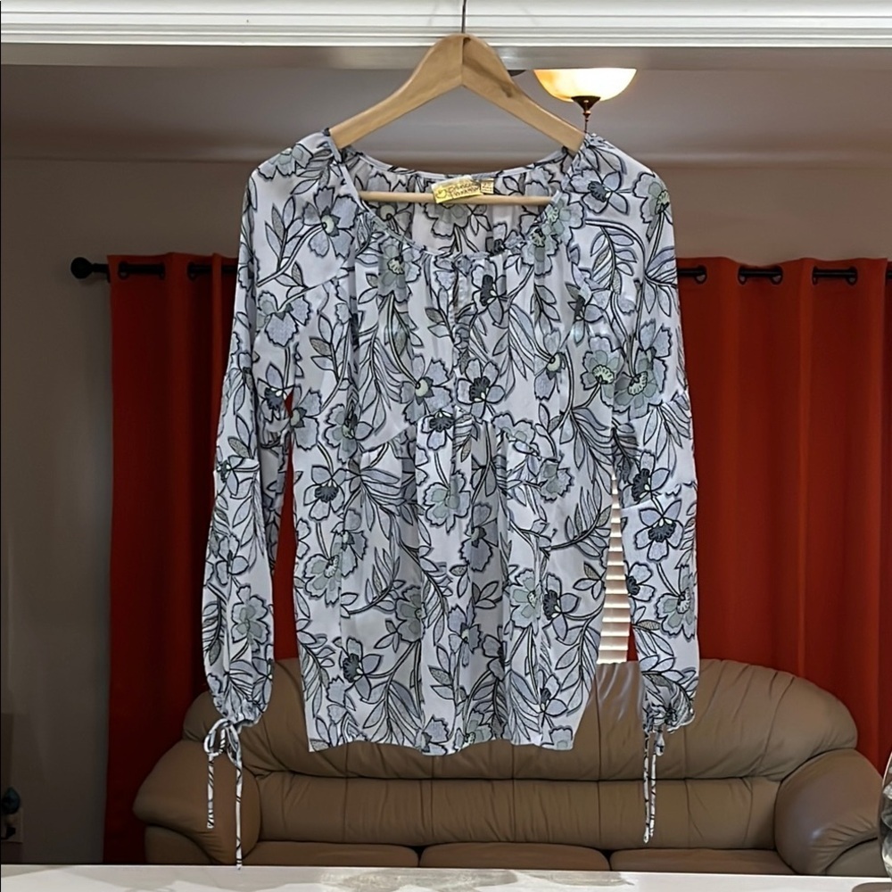 Princess Vera Wang Blue Floral Print Women's Top Size XS - Picture 2 of 6